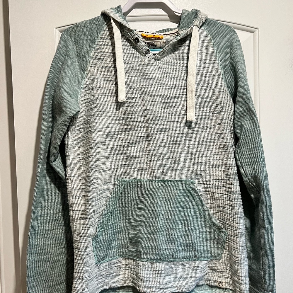 Free Planet Two-Tone Hoodie in Green and Gray